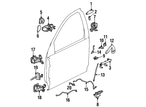 2001 Saturn SL2 Switches Rod, Front Side Door Lock Cyl Diagram for 21170663