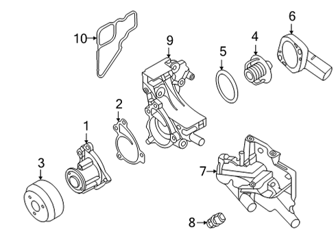 2020 Nissan Versa Water Pump Bolt Diagram for 01125-E0291