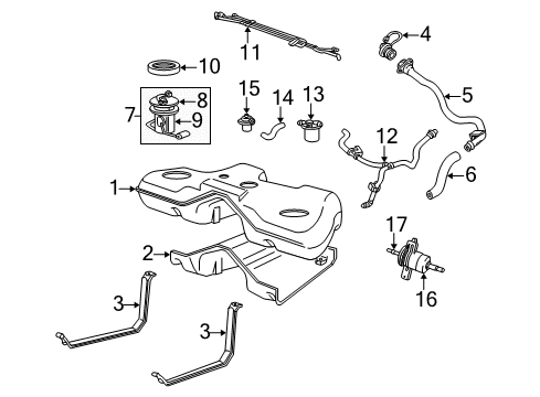 2006 Ford Freestyle Fuel Supply Fuel Tank Diagram for 5F9Z-9002-AA