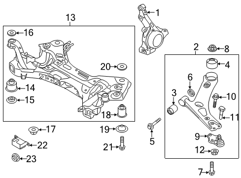 2014 Hyundai Tucson Front Suspension Components, Lower Control Arm, Stabilizer Bar Bushing-Crossmember Mounting Diagram for 62486-2S600