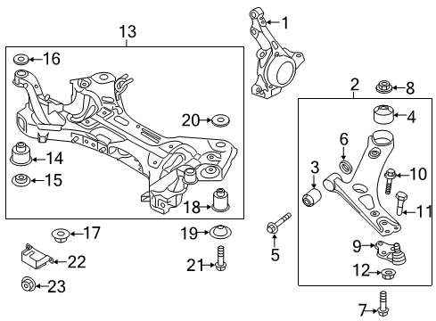 2014 Hyundai Tucson Front Suspension Components, Lower Control Arm, Stabilizer Bar BUSHING-CROSSMEMBER Diagram for 624862S600
