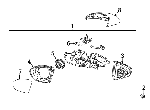 2019 Buick Regal Sportback Outside Mirrors Mirror Assembly Diagram for 39186979
