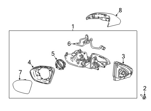 2020 Buick Regal Sportback Outside Mirrors Mirror Cover Diagram for 39081047