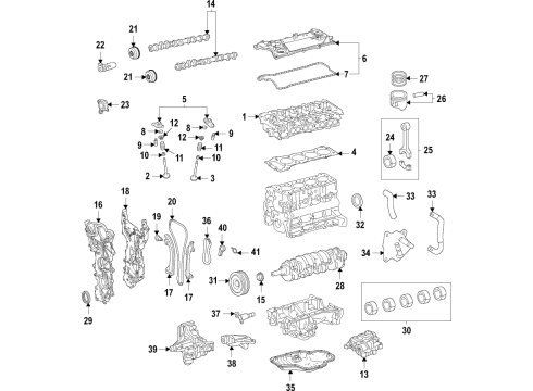 2021 Toyota Sienna Engine Parts, Mounts, Cylinder Head & Valves, Camshaft & Timing, Variable Valve Timing, Oil Cooler, Oil Pan, Oil Pump, Balance Shafts, Crankshaft & Bearings, Pistons, Rings & Bearings Timing Chain Diagram for 13506-F0010