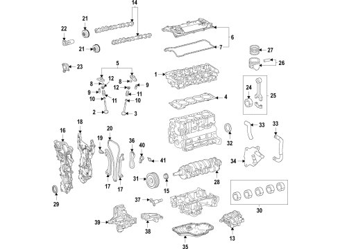 2021 Toyota Sienna Engine Parts, Mounts, Cylinder Head & Valves, Camshaft & Timing, Variable Valve Timing, Oil Cooler, Oil Pan, Oil Pump, Balance Shafts, Crankshaft & Bearings, Pistons, Rings & Bearings Timing Chain Sub-Assembly Diagram for 13506-F0010