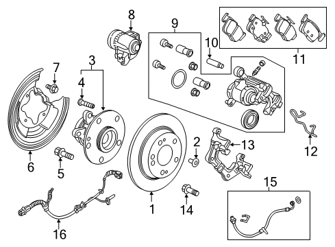 2017 Honda Civic Rear Brakes Bolt, Wash 12X55 Diagram for 90160-TBA-A01