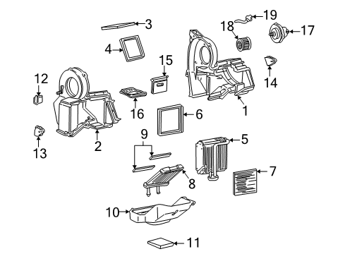 2009 GMC Savana 1500 A/C Evaporator & Heater Components Evaporator Core Seal Diagram for 52468057