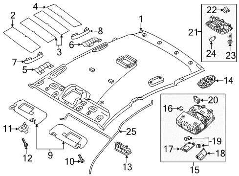 2020 Hyundai Elantra GT Interior Trim - Roof Overhead Console Lamp Assembly Diagram for 92800-G3010-XUG