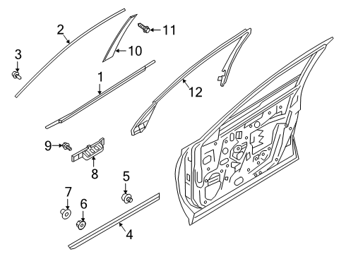 2019 Infiniti QX50 Exterior Trim - Front Door Cover Front Door SASH, RH Diagram for 802D2-5NA0B