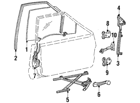 1986 Honda Civic Front Door - Glass & Hardware Regulator, Right Front Door Diagram for 75310-SB4-003