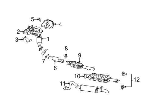 2008 Mercury Mariner Exhaust Components Heat Shield Screw Diagram for -W503923-S439