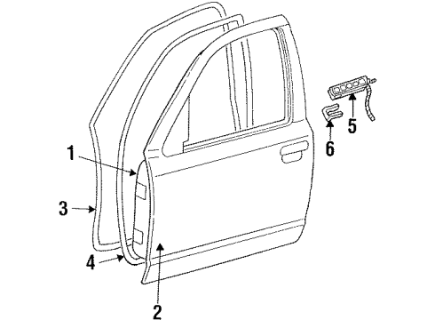 1999 Mercury Grand Marquis Front Door Weatherstrip Diagram for XW7Z-5420531-AA