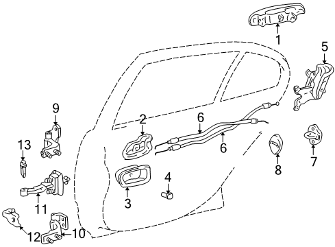 2002 Lexus IS300 Rear Door - Lock & Hardware Rear Door Outside Handle Assembly, Left Diagram for 69240-53030-B0