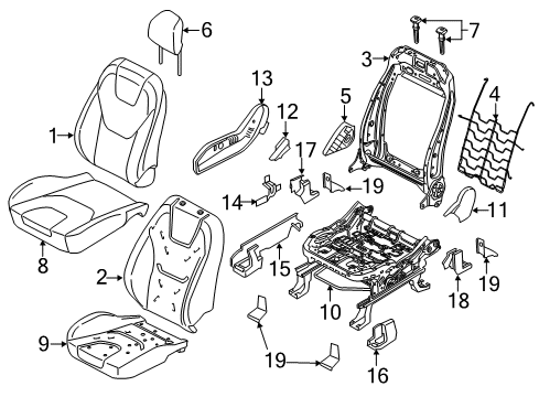 2015 Ford Edge Front Seat Components Seat Back Pad Diagram for FT4Z-5864810-B