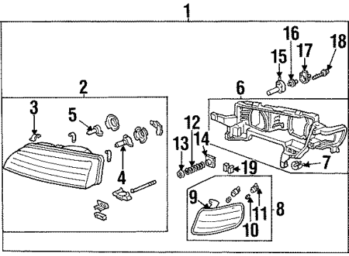 1995 Honda Accord Bulbs Clip, Lens Holder Diagram for 33117-SM4-003