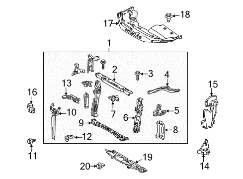 2010 Lexus HS250h Automatic Temperature Controls Reinforcement Sub-Assy, Radiator Support Diagram for 53024-75030