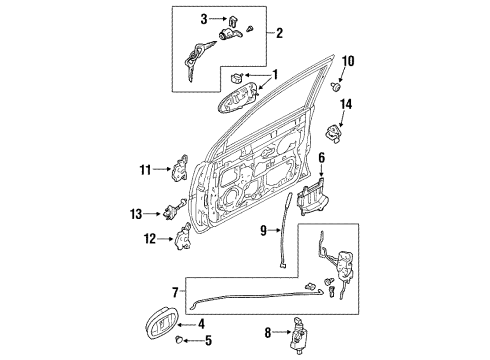 1999 Ford Escort Door & Components Cylinder & Keys Diagram for F8CZ-6322050-AB