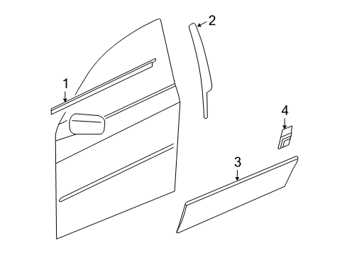 2008 Cadillac SRX Exterior Trim - Front Door Side Molding Diagram for 19206135