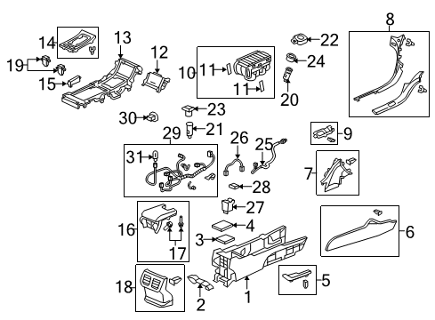 2013 Acura TL Heated Seats Garnish, Accessory Socket Diagram for 77292-TK5-A11