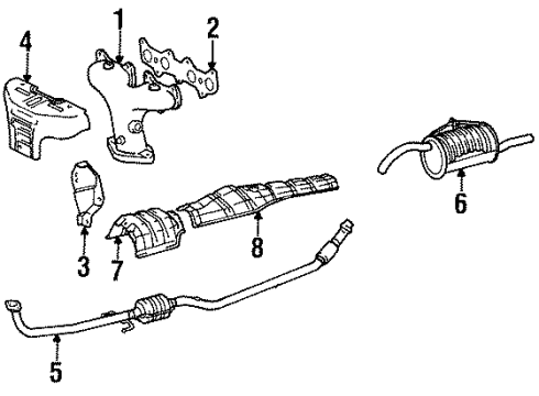 1997 Toyota Tercel Exhaust Components Muffler & Pipe Diagram for 17430-11710