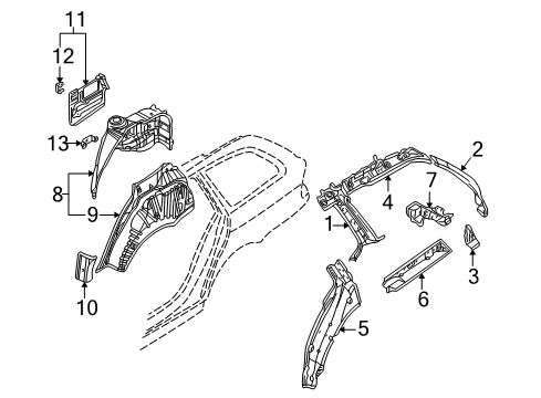 2001 BMW 540i Inner Structure - Quarter Panel Support For Lateral Upholstery Diagram for 41148232114