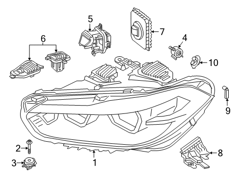 2019 BMW X2 Headlamps Led Module Daytime Driving Lights Right Diagram for 63117489238