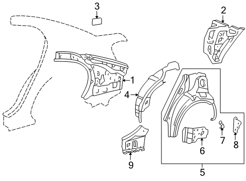 2001 Lexus IS300 Inner Structure - Quarter Panel Plate, Noise Control Diagram for 61826-22020