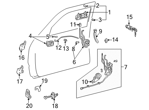 1998 Toyota 4Runner Front Door - Lock & Hardware Front Door Lock Assembly, Left Diagram for 69320-35460