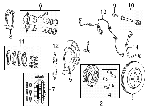 2021 Dodge Durango Front Brakes DISC BRAKE CALIPER Diagram for 68532198AA