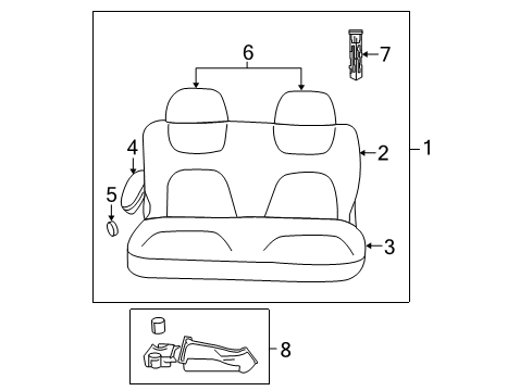 2007 Chrysler Town & Country Rear Seat Components CUPHOLDER Diagram for 5103325AA