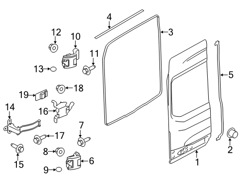 2021 Ford Transit-350 Door & Components Door Weatherstrip Diagram for CK4Z-1525325-F