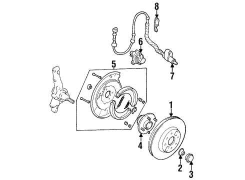 1996 Kia Sephia Anti-Lock Brakes Caliper Left Diagram for 0K20549990
