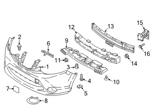2019 Nissan Rogue Sport Front Bumper Absorber-Energy, Front Bumper Diagram for 62090-6MA0A
