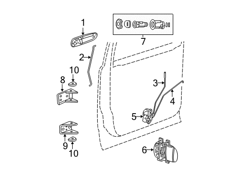 2005 Dodge Durango Front Door - Lock & Hardware Link-Door Latch Diagram for 55362112AA