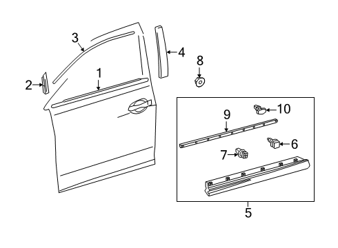 2022 Lexus RX350L Exterior Trim - Front Door MOULDING Sub-Assembly, Front Diagram for 75071-48100