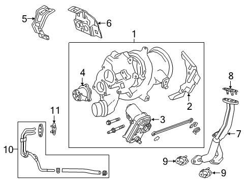 2021 Cadillac XT4 Turbocharger Heat Shield Diagram for 55493249