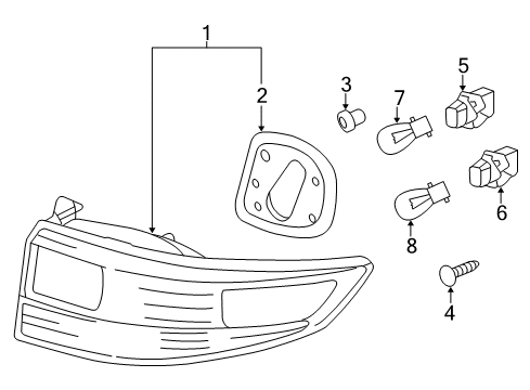 2005 Honda Accord Bulbs Lamp Unit, R. Diagram for 33501-SDA-A11