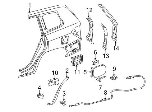 2012 Toyota Highlander Quarter Panel & Components Spring Assembly, Fuel Fi Diagram for 77360-0E010