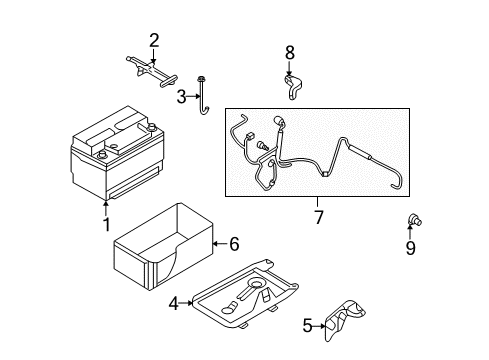 2008 Mercury Milan Battery Positive Cable Diagram for 7E5Z-14300-BA