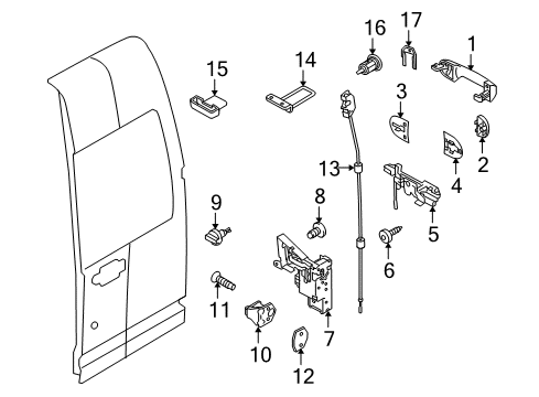 2011 Ford Transit Connect Cargo Door Handle Base Diagram for 8T1Z-6126684-C