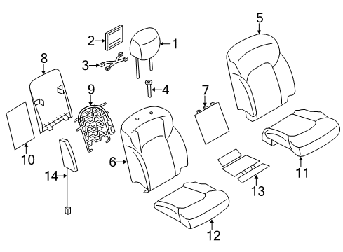 2017 Nissan Armada Passenger Seat Components Trim Assy-Back, Front Seat Diagram for 87620-1LB1B