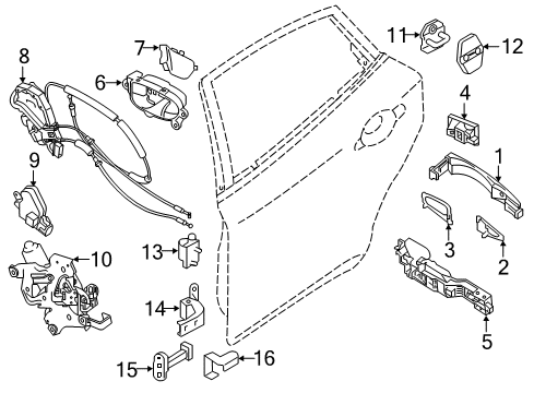 2016 Infiniti Q70L Rear Door - Lock & Hardware Lock Assy-Rear Door, Rh Diagram for 82502-1PM0A