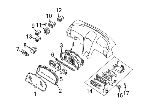 2003 Infiniti I35 Instruments & Gauges Instrument Cluster Speedometer Assembly Diagram for 24820-5Y706
