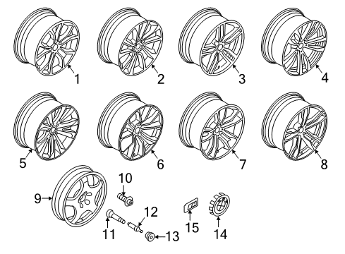 2015 BMW X6 Wheels, Covers & Trim Light Alloy Rim Diagram for 36116858879