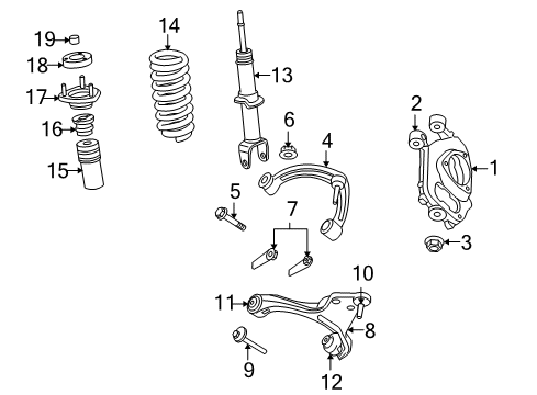 2007 Mitsubishi Raider Front Suspension Components, Lower Control Arm, Upper Control Arm, Stabilizer Bar ISOLATOR-Spring Seat Diagram for 55366975AA