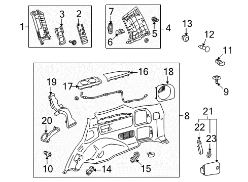 2011 Toyota Land Cruiser Interior Trim - Quarter Panels Anchor Cover Diagram for 73023-30010-B2
