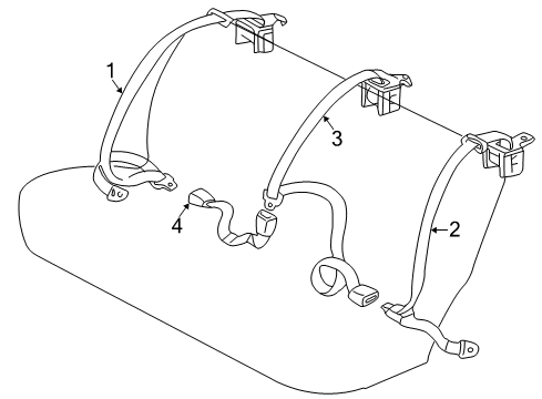 2001 Toyota Camry Rear Seat Belts Outer Belt Assembly Diagram for 73360-AA040-B0