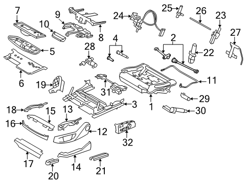 2012 BMW 740i Power Seats Drive, Seat Angle Adjustment Left Diagram for 52109168759