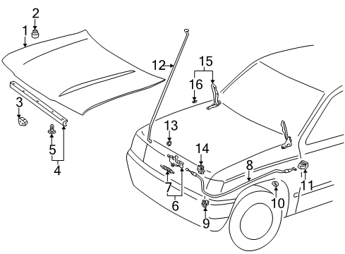 1996 Toyota 4Runner Hood & Components Release Cable Clamp Diagram for 82711-10070