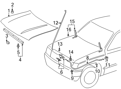 1999 Toyota 4Runner Hood & Components Lock Tension Spring Diagram for 90506-20008